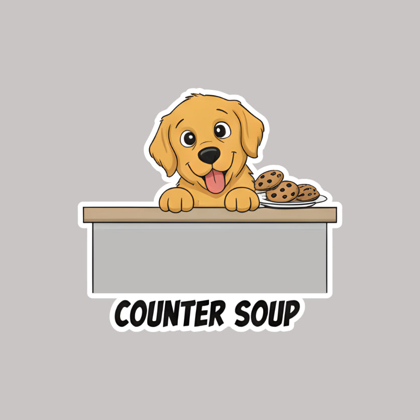 Counter Soup Golden Retriever Sticker