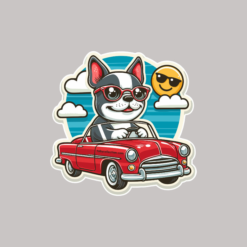Boston Terrier Car Ride Sticker