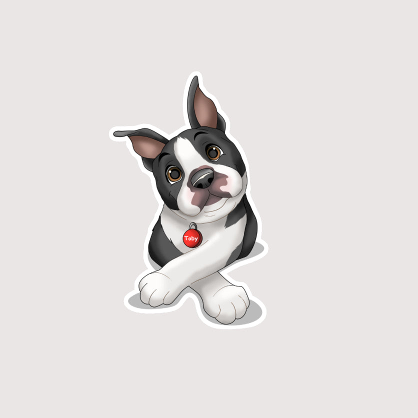 Boston Terrier Crossed Paws Sticker