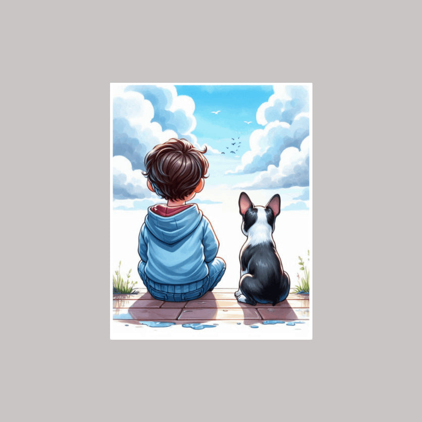 Boy and Dog Sticker