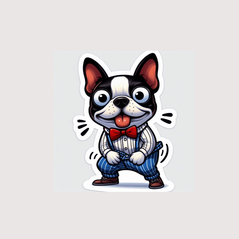 Dancing Boston Terrier Sticker