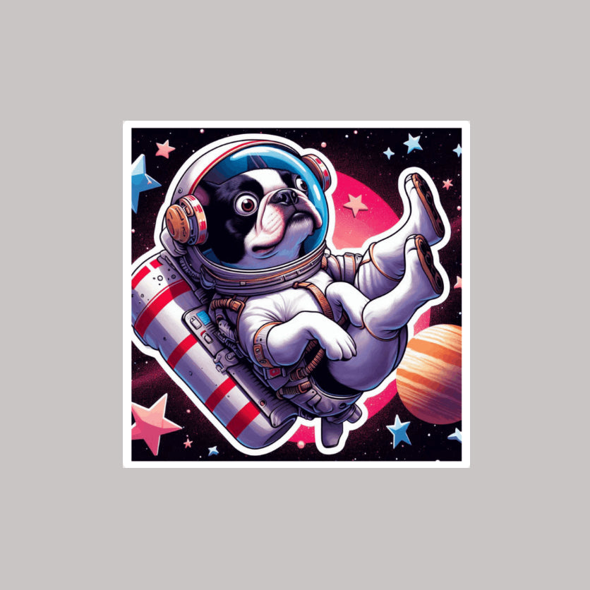 Space Dog Boston Terrier Sticker