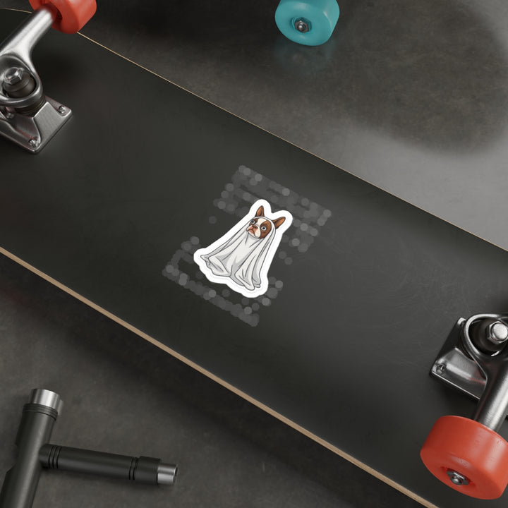 Brown Boston terrier ghost sticker