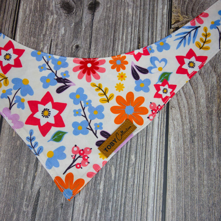 Floral-patterned product on a wooden surface