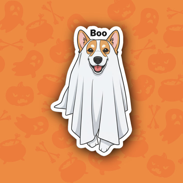 Corgi ghost sticker