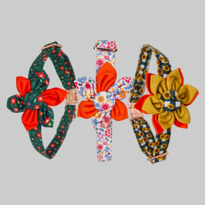 Set of colorful headbands with floral and patterned designs on a white background