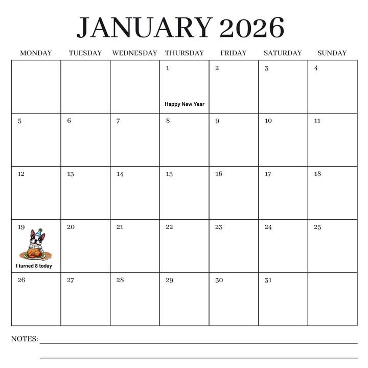 2026 Wall Calendar